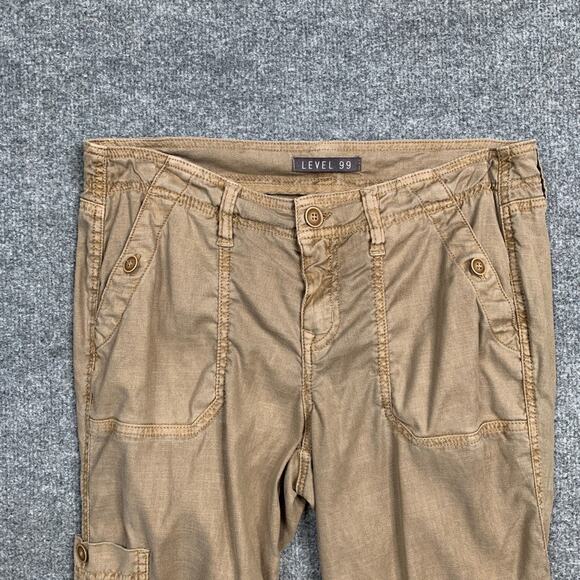 Level 99 Pants Women 27 Husk Linen Tencel Blend Dayla Cargo Pockets Utility - Picture 3 of 14